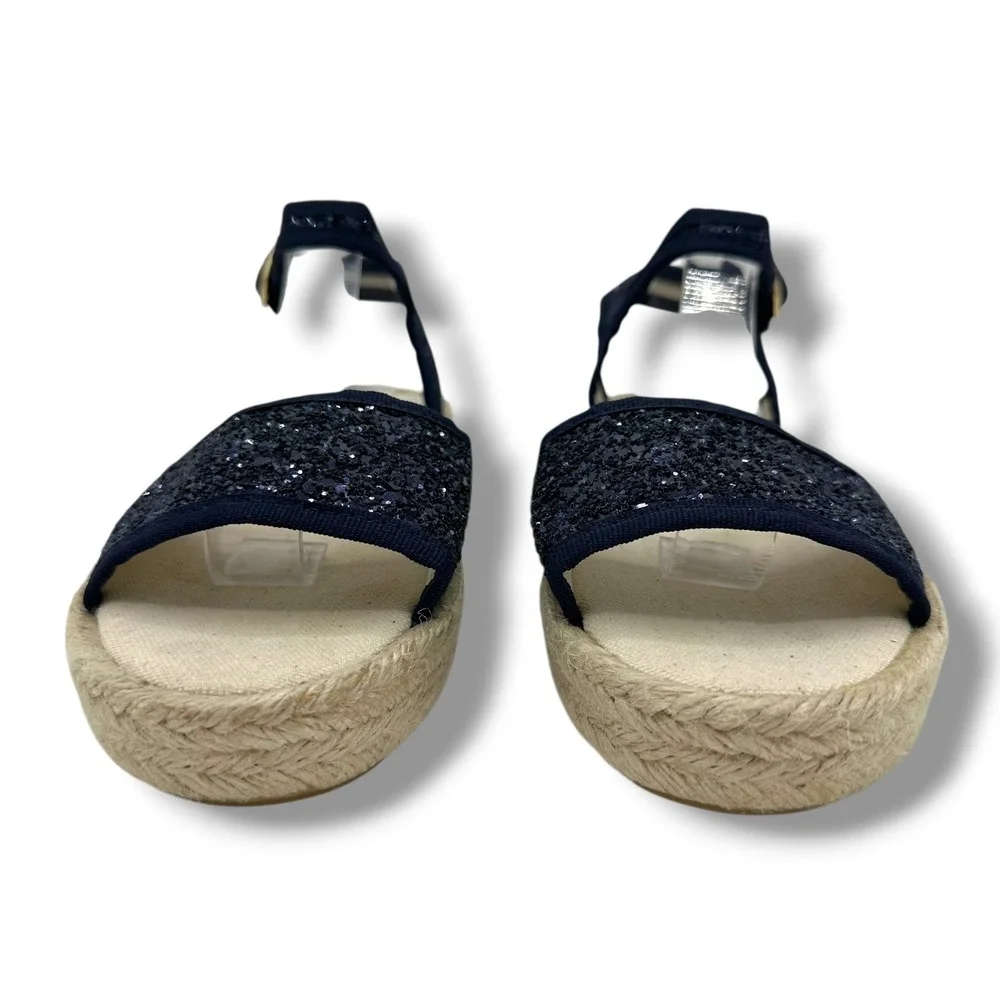 Crewcuts x Childrenchic Navy Glitter Espadrille Sandals Made in Spain Size 34